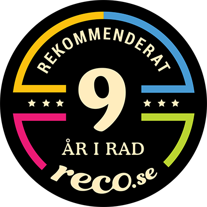Rekommenderat företag 9 år i rad av Reco